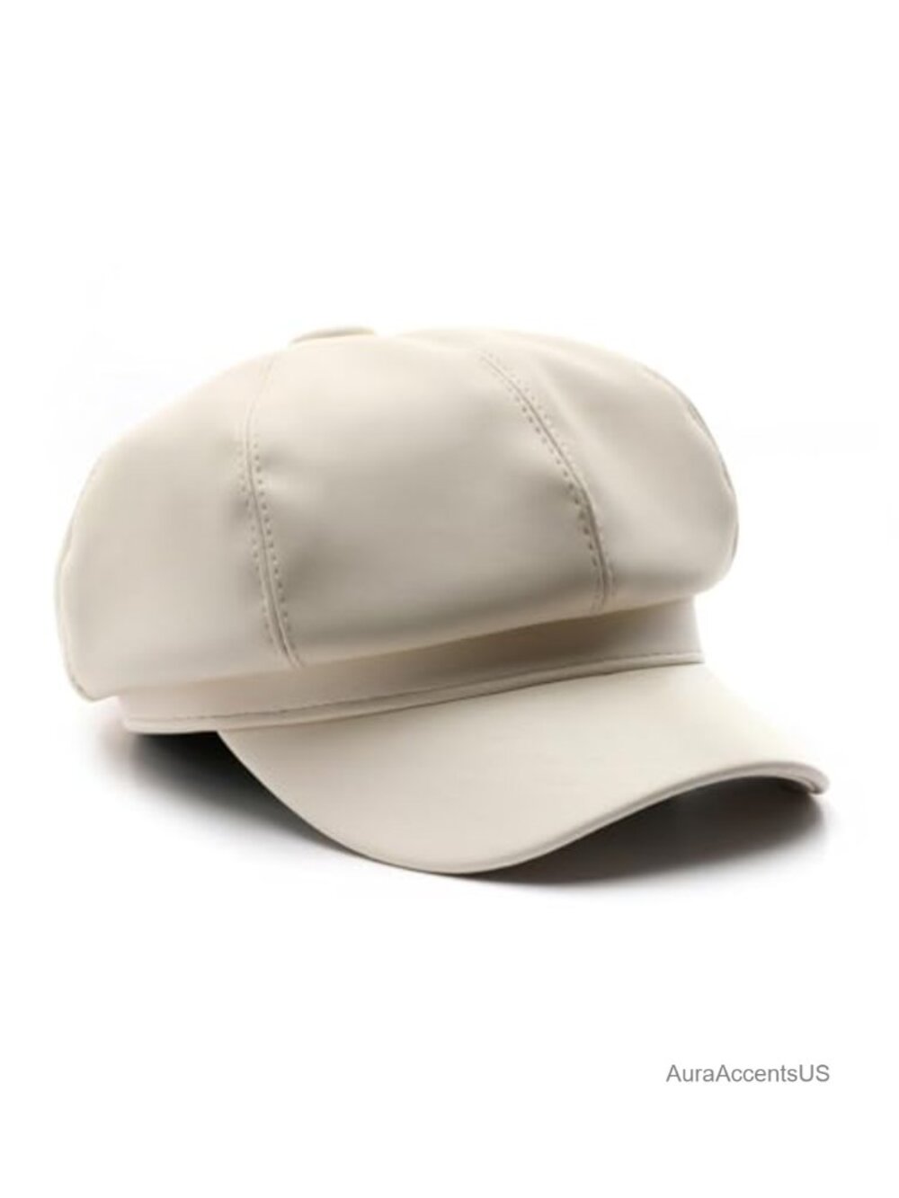 8 Panel Newsboy Cap PU Leather Visor Beret Cabbie Hat